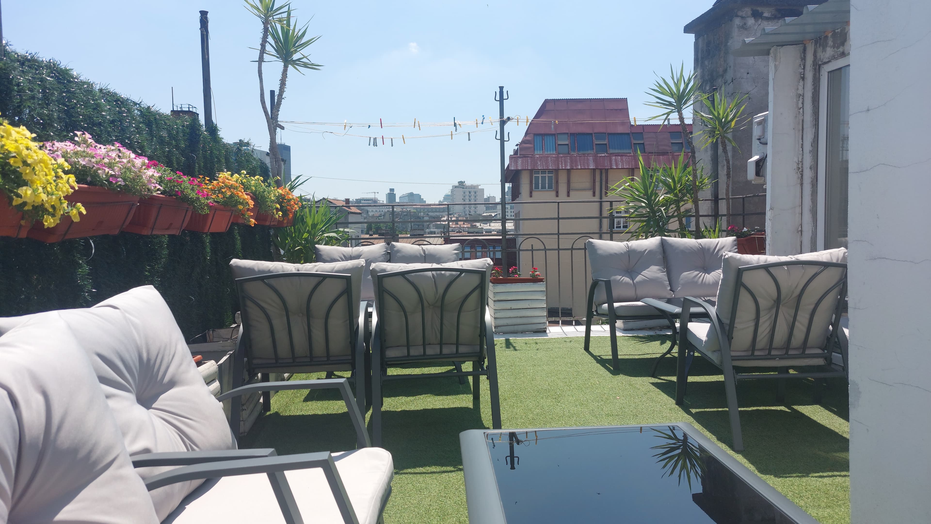 Belgrade view from the terrace at Hostel Downtown Inn